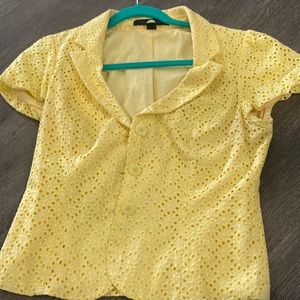 Yellow eyelet blazer